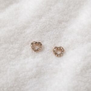 Gold Heart Stud Earrings